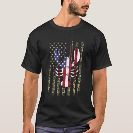 Crawfish American Flag Camo 4Th Of July Patriotic T-shirt (Voorkant)