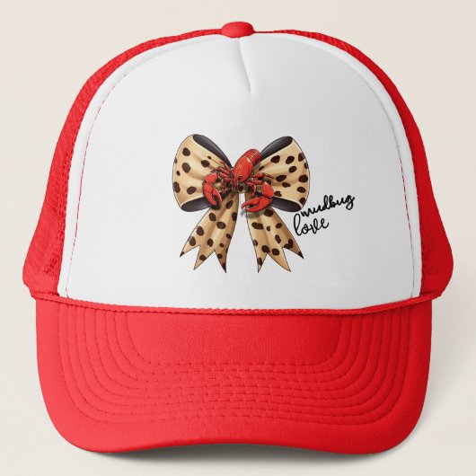 Crawfish and Leopard Print Coquette Bow Trucker Pet (Voorkant)