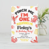 Crawfish Birthday Invitation | 1e verjaardag Kaart (Staand voorkant)
