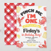 Crawfish Birthday Invitation | 1e verjaardag Kaart (Voorkant / Achterkant)