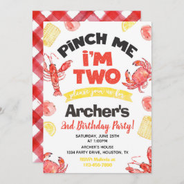 Crawfish Birthday Invitation | 2e verjaardag Kaart