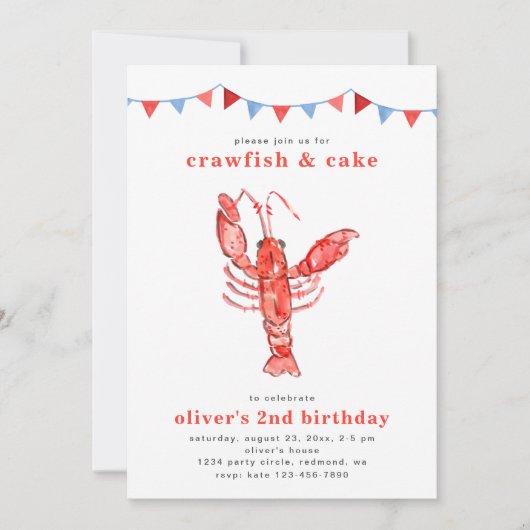 Crawfish Birthday Invitation | Crawfish Party Kaart (Voorkant)