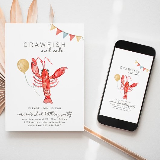Crawfish Birthday Invitation | Crawfish Party Kaart