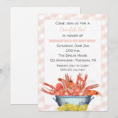 Crawfish Boil 1e verjaardag uitnodiging voor meisj (Voorkant / Achterkant)