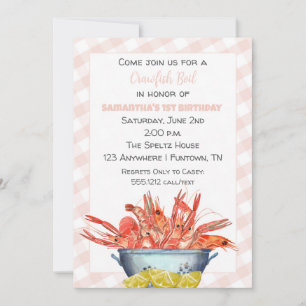 Crawfish Boil 1e verjaardag uitnodiging voor meisj