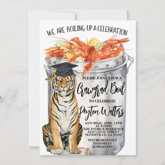 Crawfish Boil Afstuderen Invitation Kaart (Voorkant)