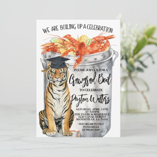 Crawfish Boil Afstuderen Invitation Kaart (Staand voorkant)