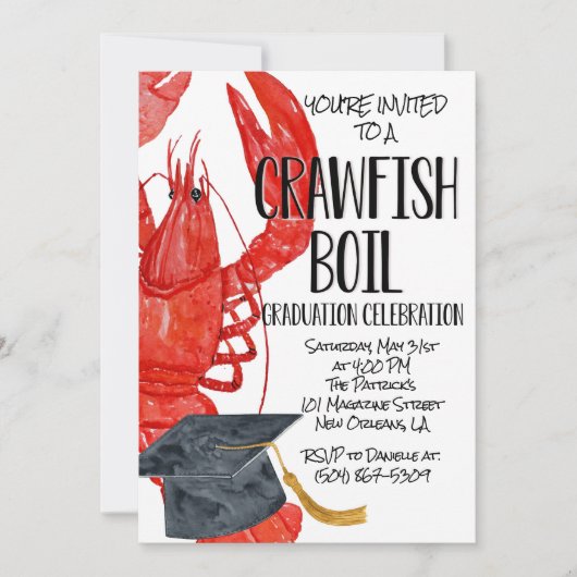 Crawfish Boil Afstuderen Invitation Kaart (Voorkant)