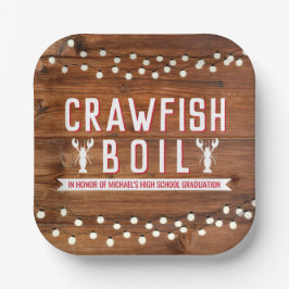 Crawfish Boil Afstuderen Reunion Lobster Rustic Papieren Bordje
