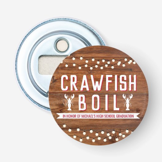 Crawfish Boil Afstuderen School Event Button Flesopener (Voorkant)