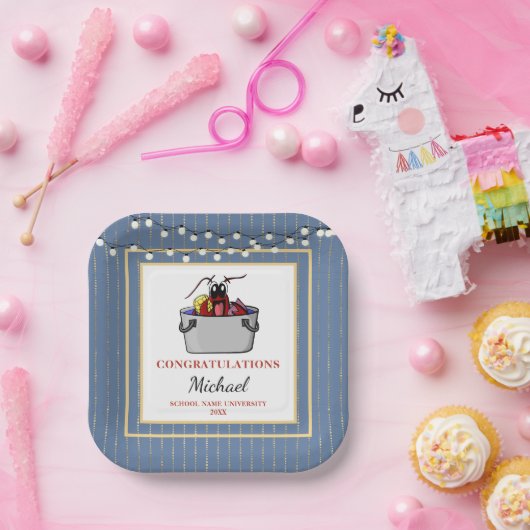 Crawfish Boil Afstuderen School Event Papieren Bordje (Feest)