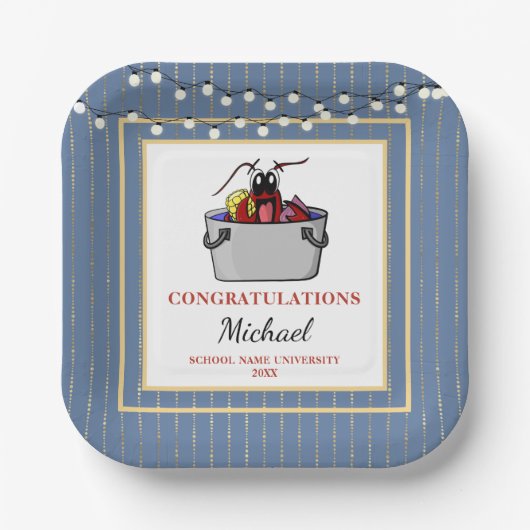 Crawfish Boil Afstuderen School Event Papieren Bordje (Voorkant)