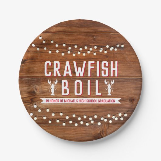 Crawfish Boil Afstuderen School Event Papieren Bordje (Voorkant)