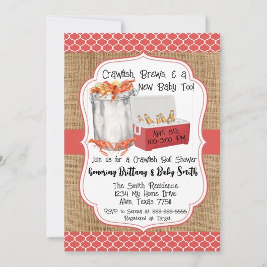 Crawfish Boil Baby shower Invitation Kaart (Voorkant)