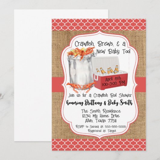 Crawfish Boil Baby shower Invitation Kaart (Voorkant / Achterkant)