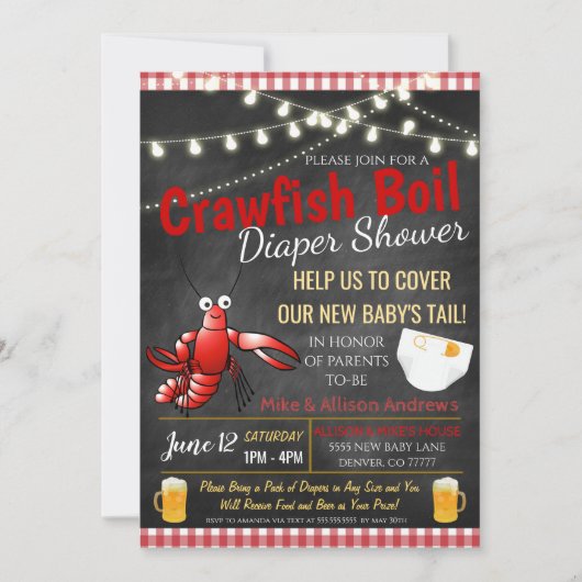 Crawfish Boil Baby shower Invitation Kaart (Voorkant)