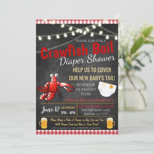 Crawfish Boil Baby shower Invitation Kaart (Staand voorkant)