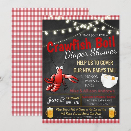 Crawfish Boil Baby shower Invitation Kaart (Voorkant / Achterkant)
