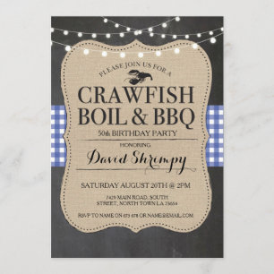 Crawfish Boil BBQ Any Age Birthday Lobster Invite Kaart