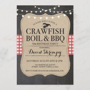 Crawfish Boil BBQ Any Age Birthday Lobster Invite Kaart
