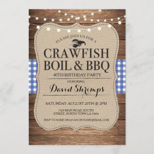 Crawfish Boil BBQ Any Age Birthday Party Lobster Kaart