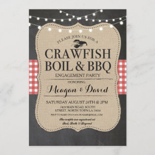 Crawfish Boil BBQ Engagement Party Douche Kreeft Kaart