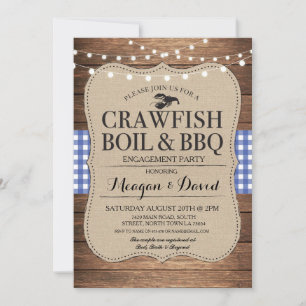Crawfish Boil BBQ Engagement Party Douche Kreeft Kaart