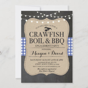 Crawfish Boil BBQ Engagement Party Shower Lobster Kaart