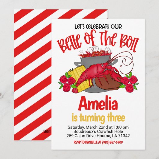 Crawfish Boil Birthday Invitation Kaart (Voorkant / Achterkant)