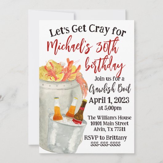 Crawfish Boil Birthday Invitation Kaart (Voorkant)