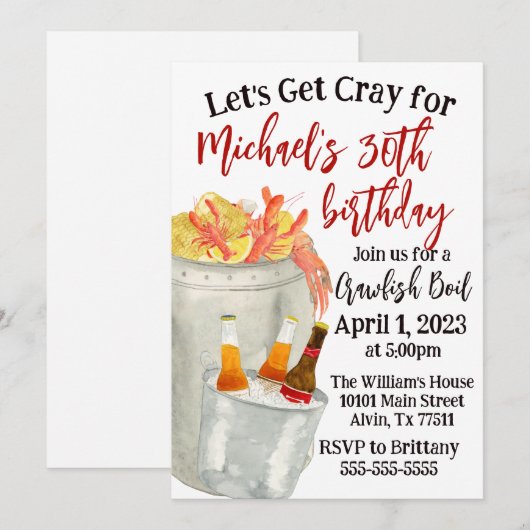 Crawfish Boil Birthday Invitation Kaart (Voorkant / Achterkant)