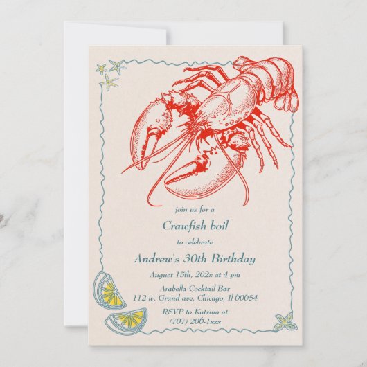 Crawfish Boil Birthday Invitation Sjabloon Kaart (Voorkant)