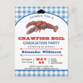 Crawfish Boil Blue Pset AFSTUDEERDER Party Invitat Briefkaart (Voorkant)