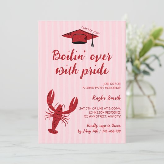 Crawfish Boil Boilin' Over met Pride Afstuderen Kaart (Staand voorkant)