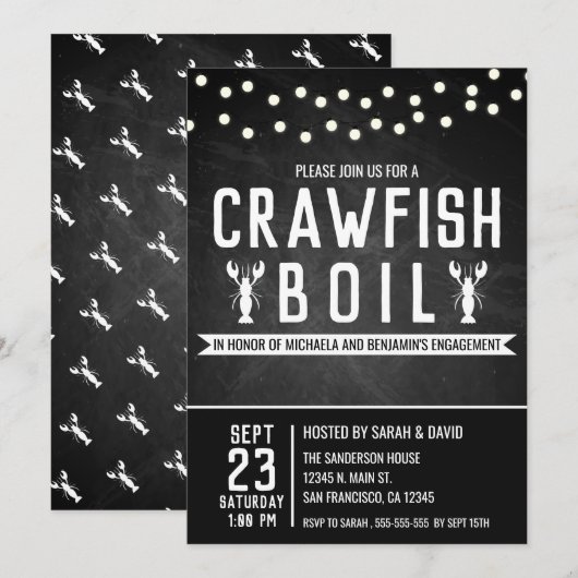 Crawfish Boil Cajun Engagement Party (Voorkant / Achterkant)
