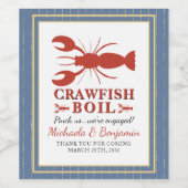 Crawfish Boil Couple Shower Engagement Party Wijn Etiket (Enkel label)