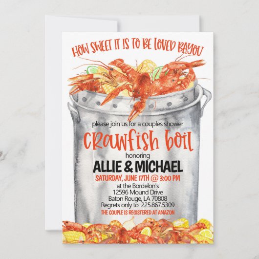 Crawfish Boil Couples Douche Uitnodiging (Voorkant)