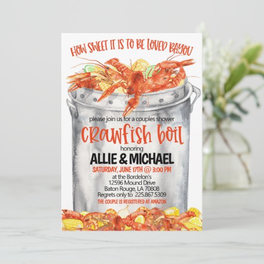 Crawfish Boil Couples Douche Uitnodiging (Staand voorkant)
