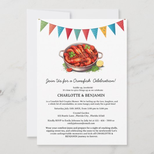 Crawfish Boil Couples Douche Uitnodiging (Voorkant)