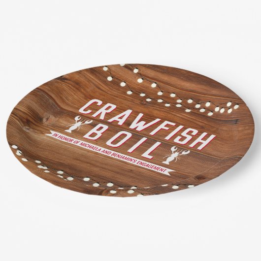 Crawfish Boil Couples Rustic Engagement Party Papieren Bordje (Gekanteld)