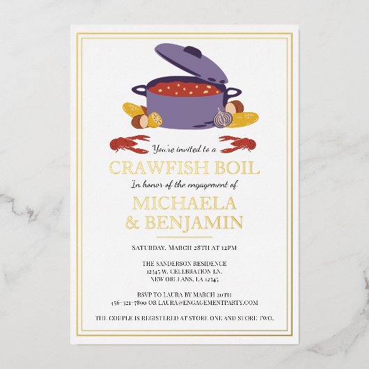 Crawfish Boil Couples Shower Engagement Party Folie Uitnodiging (Voorkant)