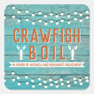 Crawfish Boil Couples Shower Engagement Party Vierkante Sticker
