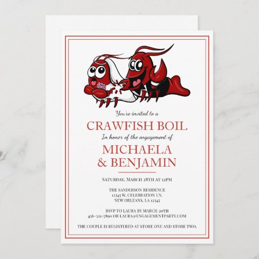Crawfish Boil Eenvoudige Pas getrouwd Engagement P Kaart (Voorkant / Achterkant)