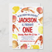 Crawfish Boil Eerste Verjaardag Uitnodiging (Voorkant)