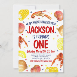 Crawfish Boil Eerste Verjaardag Uitnodiging