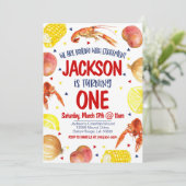 Crawfish Boil Eerste Verjaardag Uitnodiging (Staand voorkant)