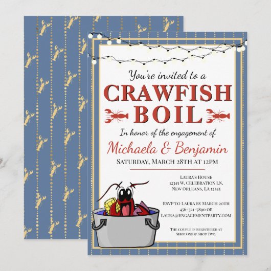 Crawfish Boil Engagement Party — Eparen — Shower (Voorkant / Achterkant)