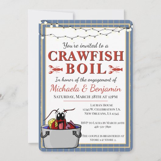 Crawfish Boil Engagement Party — Eparen — Shower Kaart (Voorkant)