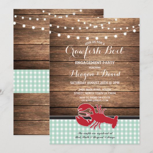 Crawfish Boil Engagement Party Mint Lobster Kaart (Voorkant / Achterkant)