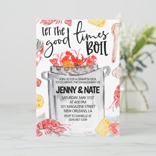 Crawfish Boil Engagement Party Uitnodiging (Staand voorkant)